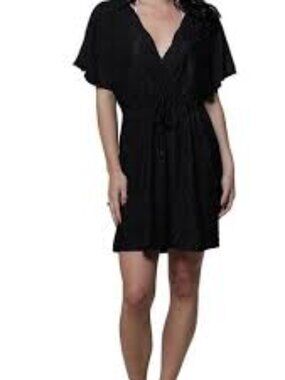 J. Valdi Women's Black Cover Up - Adjustable Waistband - Ties In The Front